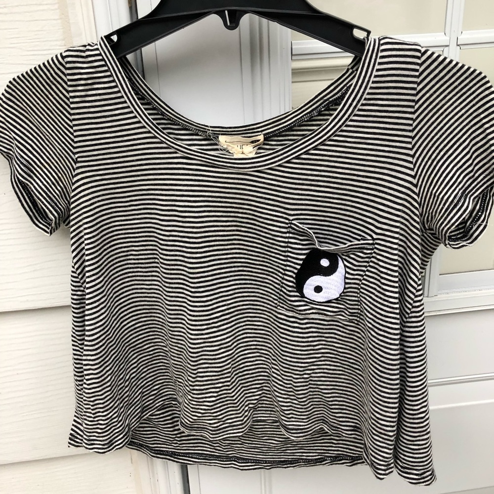 striped crop top with ying yang pacsun